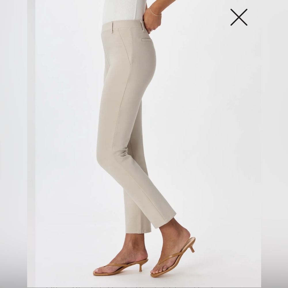 Quince Ultra-Stretch Ponte Straight Leg Pants in Ecru, size XS, 30” inseam - Picture 3 of 9